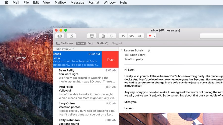 Figure : Mac Mail running in OS X El Capitan